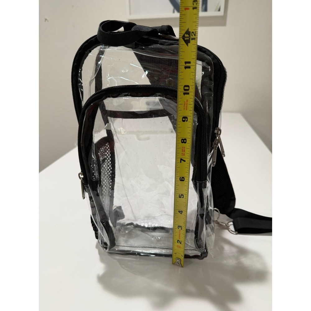 Clear Stadium Approved Sling Bag Crossbody Backpack Transparent PVC Black Trim - Picture 4 of 5